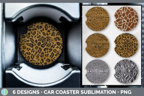 Animal Print Car Coaster: Bold Glitter Subli Design for Crafters