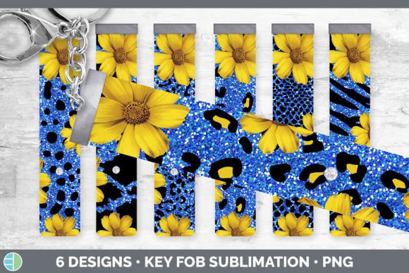Blue Animal Print Key Fob: Wristlet Sublimation Design