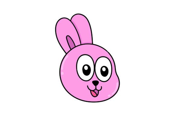 Cute Rabbit Animal Head with Pink Smile: A Playful Design Asset