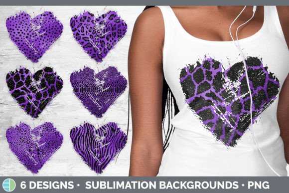 Purple Animal Print Heart Distressed Cli: A Bold Design Asset