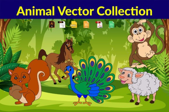 Set of Five Cartoon Animal (Vol-2): Your Go-To Pack for Playful Designs