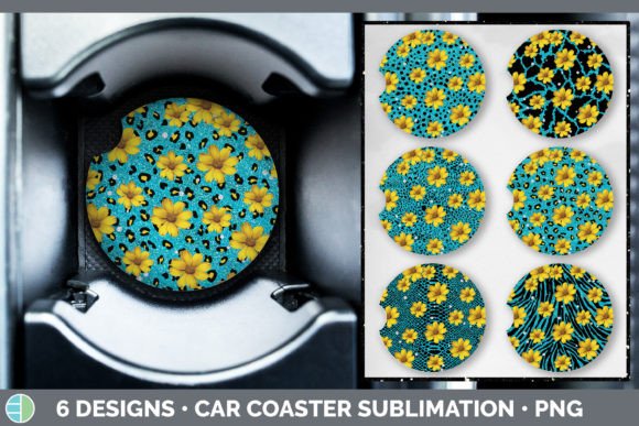 Teal Animal Print Car Coaster: A Sublimation Design Guide