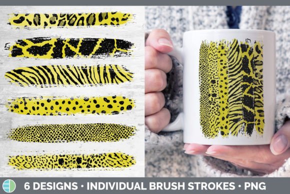 Yellow Animal Print Brush Strokes: Bold Design Assets