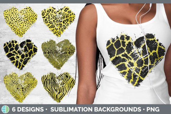 Yellow Animal Print Heart Distressed Cli: A Creative Design Asset