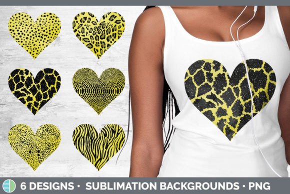Yellow Animal Print Hearts Clipart: A Bold Sublimation Bundle